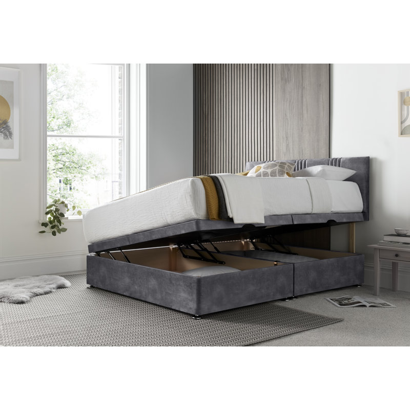 New Empire Conistan Divan Ottoman with Headboard on Struts, Blue, Super King (6')