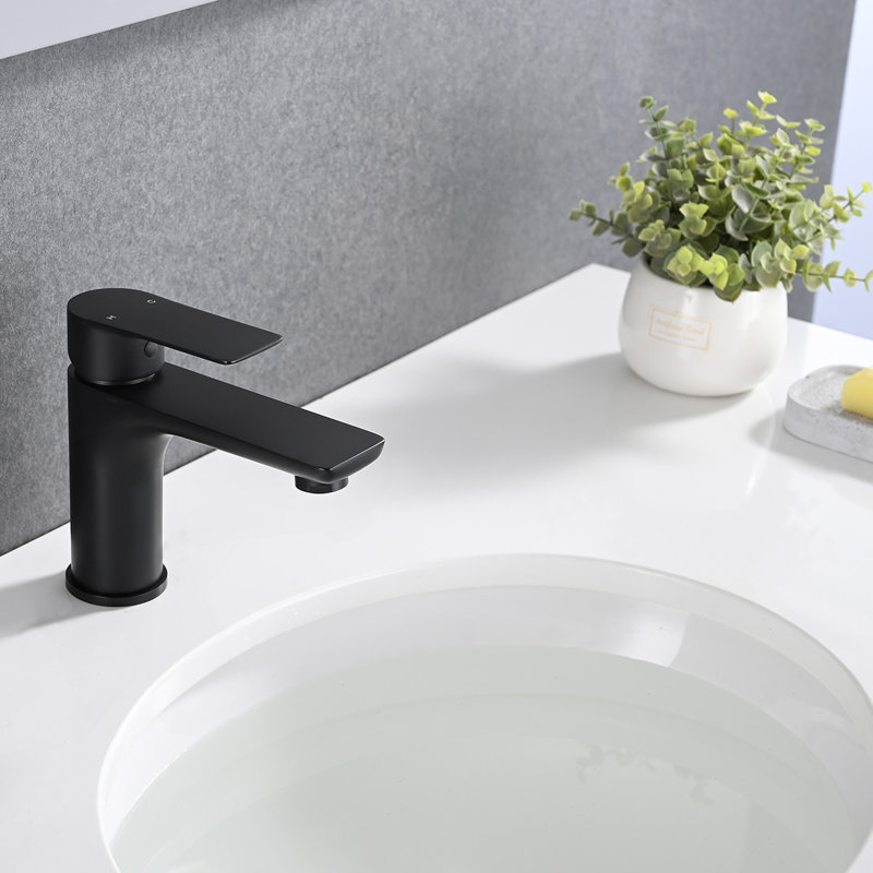 Robinet de lavabo à poignée simple, Noir mat
