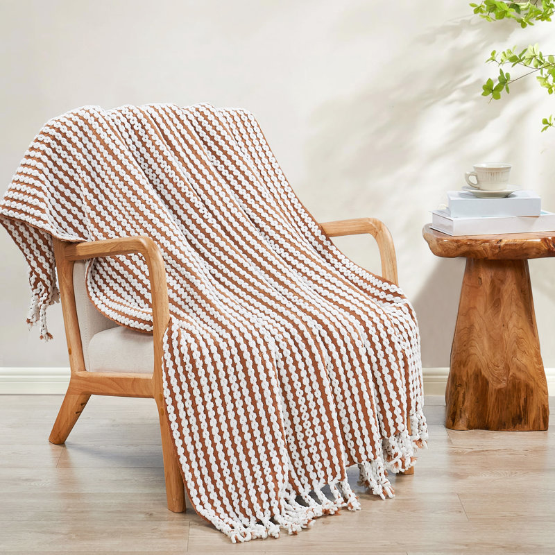 Chain Tweed Decorative Lightweight Knitted Throw, Chameau
