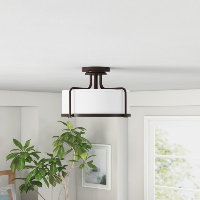 Ventilateur de plafond en cage à 3 pales de 12 po avec télécommande et ensemble d'éclairage inclus Herkus