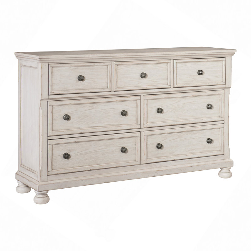 Drawer Dresser, Antique White Finish1pc Dresser Of 7 Drawers Traditional Design Hidden Drawer Classic Bedroom Furniture