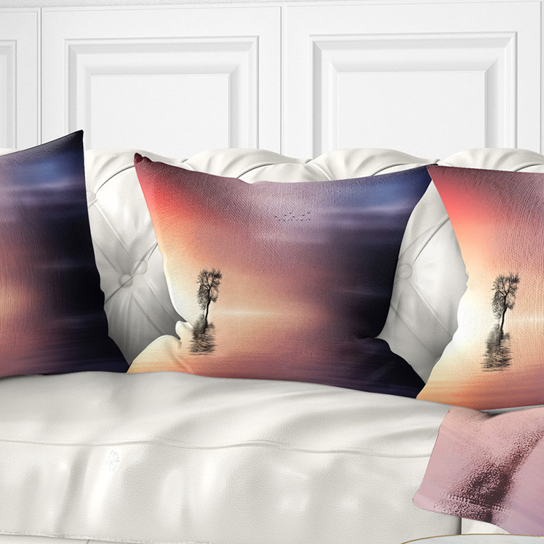 Coussin Lonely Tree and Birds, 16 po x 1 po, Carré