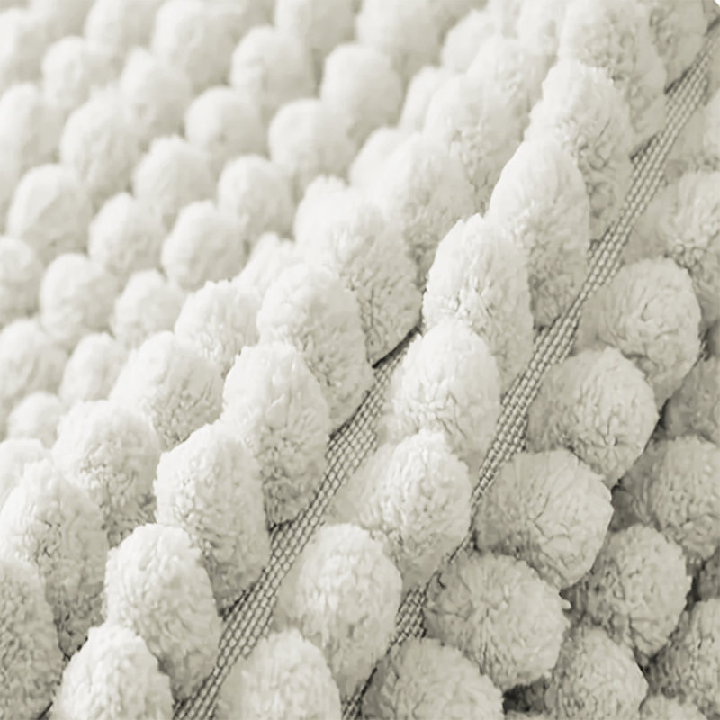 Neance Rectangle Non-Slip Bath Mat Chenille doormat , White, 40cm W x 60cm L