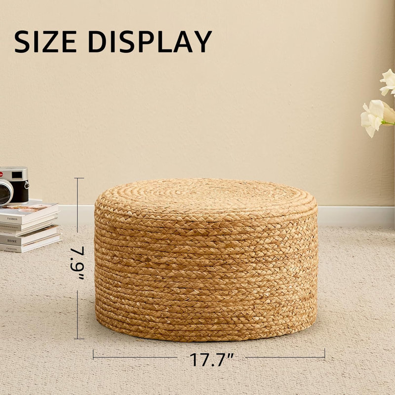 Upholstered Pouf, Natural