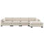 Canapé modulaire de 130 po en forme de L avec table pliante et port double, poches de rangement latérales, 2 coussins d'accoudoirs, repose-pieds à mouvement libre, mousse haute densité, chenille, 5 sièges-2042294313