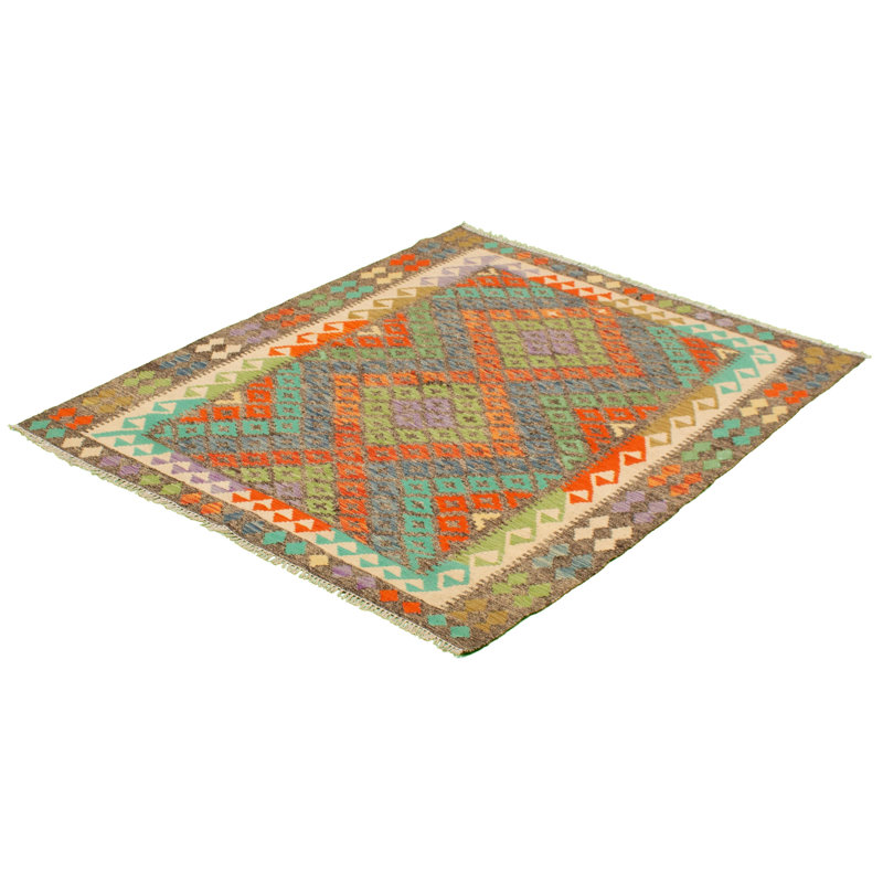 Tapis décoratif en laine noué à la main de conception unique 5 pi x 6 pi 2 po noué à la main New Age