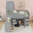 Twin Size Wooden Loft Bed with Desk and Drawers,Shelves-1458050115