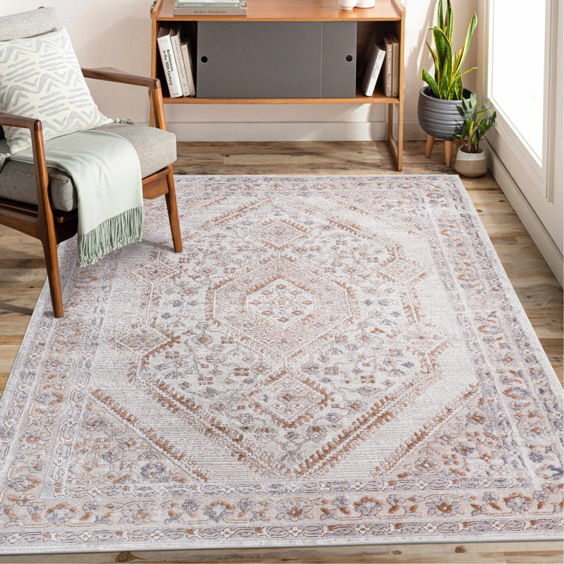 6X9 Cream/Ivory/Bordered Non-Shedding Living Room Bedroom Dining Home Office Stylish And Stain Resistant Area Rug