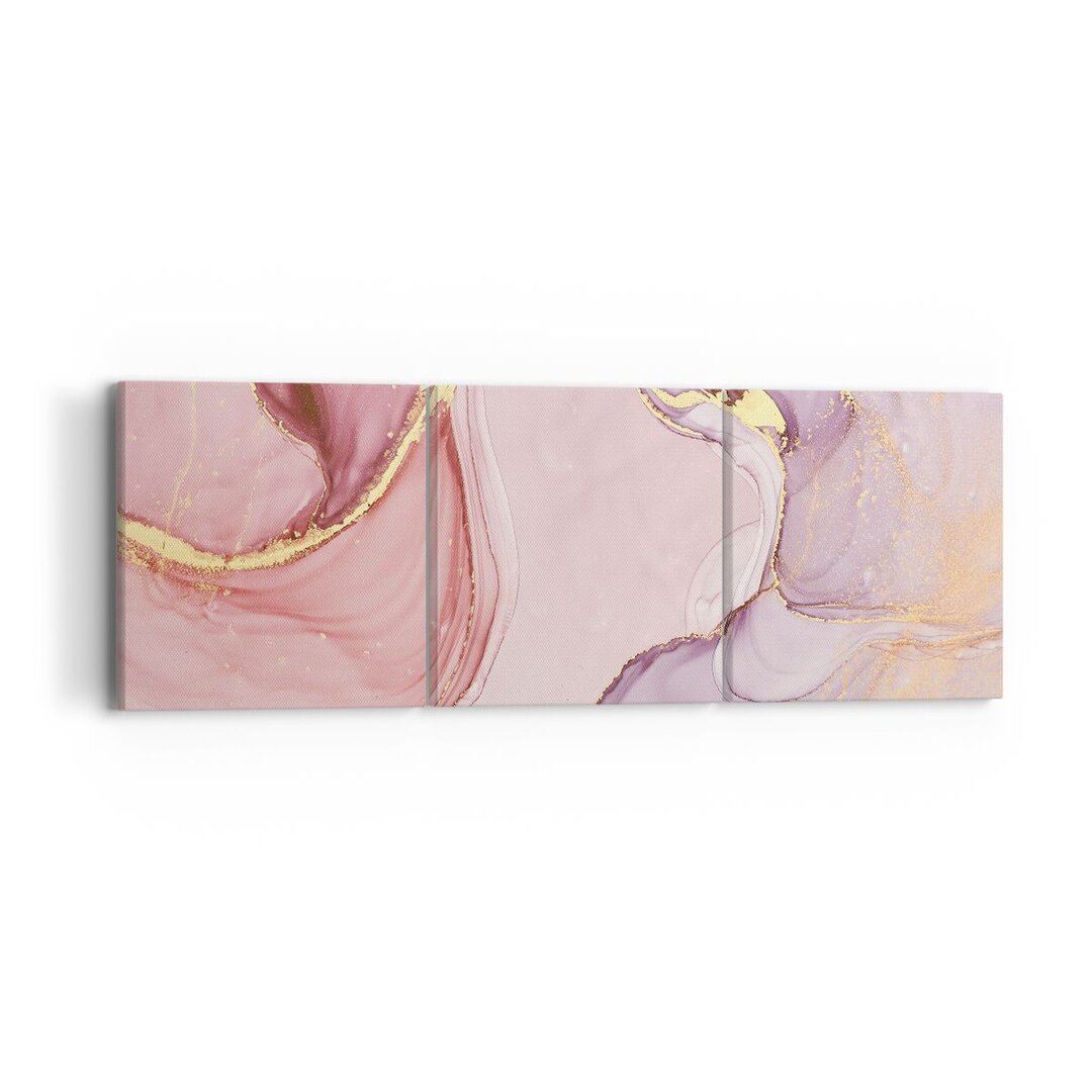 3-tlg. Leinwandbilder-Set Abstraction Marble Pink