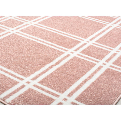Callum Contemporary Pink Plaid Area Rug