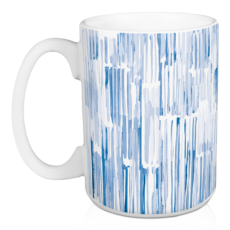 Grande tasse à motif d'aquarelle bleue, Bleu