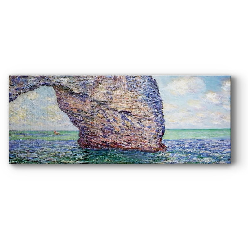 Le Manneport à marée haute, 1885 sur toile, H 24 po x l 60 po x P 1,5 po