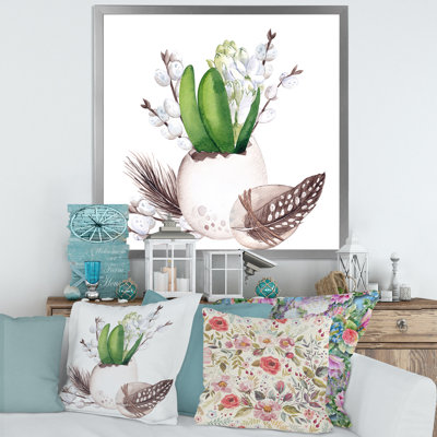 Bouquet de Pâques avec saules et plumes I - reproduction d'art sur toile traditionnelle