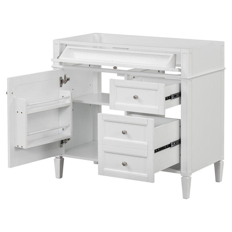 Armoire de rangement de salle de bain de style moderne avec 2 tiroirs et un tiroir basculant, Blanc