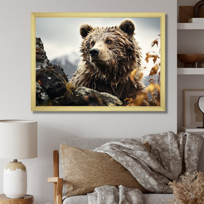 " Bear Monochrome Landscape Photography " Mixed Media Print