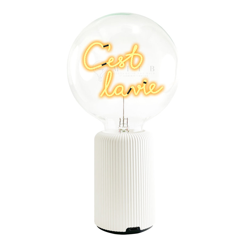 Ampoule C'EST LA VIE Lampe de table ambre avec base PORTABLE Pop Nomad, Blanc, H 19 po x l 6,8 po x P 13 po