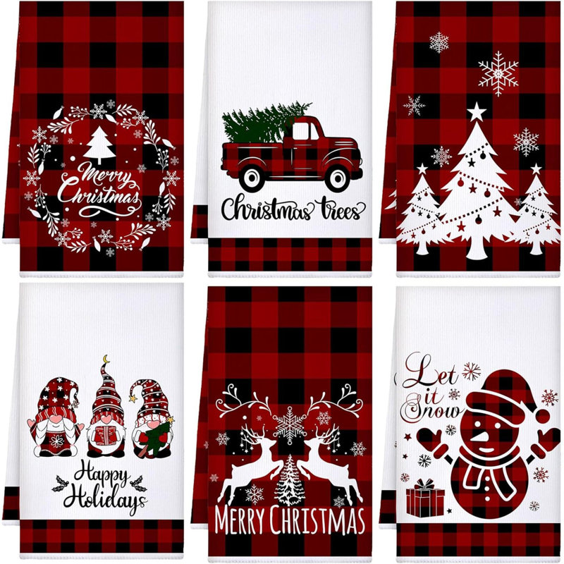 6 essuie-tout de Noël 6 pièces Buffalo