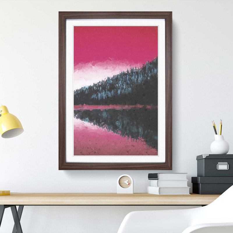 The Pink Forest Angles in Abstract - Picture Frame Graphic Art Print, 36cm H x 27cm W x 2cm D, Walnut Framed