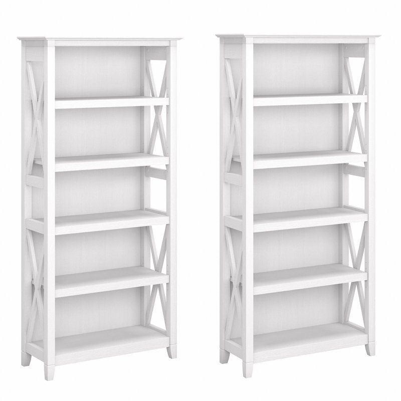 Huckins 66" H x 32" W Standard Bookcase, Pure White Oak