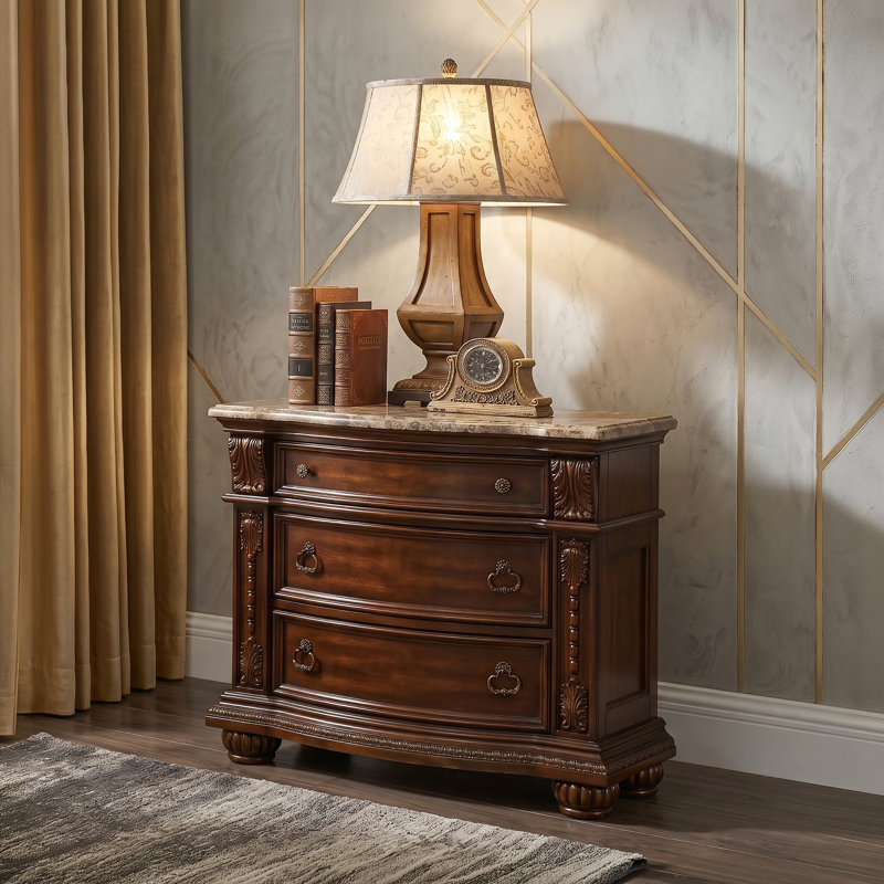 Très grand noyer foncé 2 pièces Jeannotte, 2 Pcs: Bed, Nightstand, Très grand