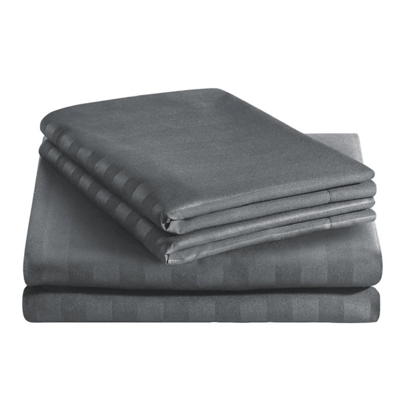 Luxurious 3-Piece Ultra Soft Stripe Duvet Cover Set with Pillowcases, Double Duvet Cover Set + 2 Standard Pillowcases, Grey