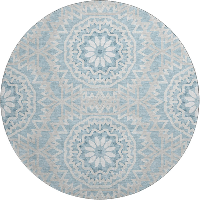 Premium Machine Washable Cerrito Denim Rug, Round 8'