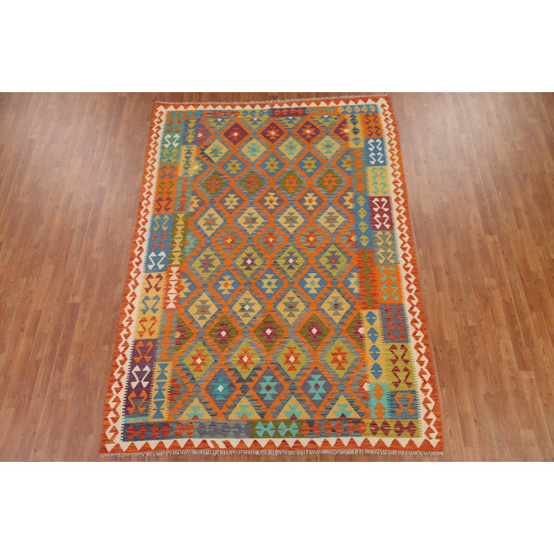 Tapis oriental géométrique Kilim 7 x 9