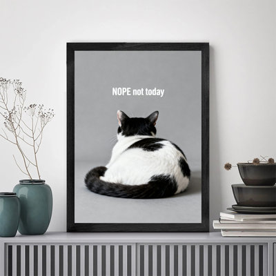 Black Framed Vintage The cat is expressing that nope not today Wall Art Retro Style Framed Prints