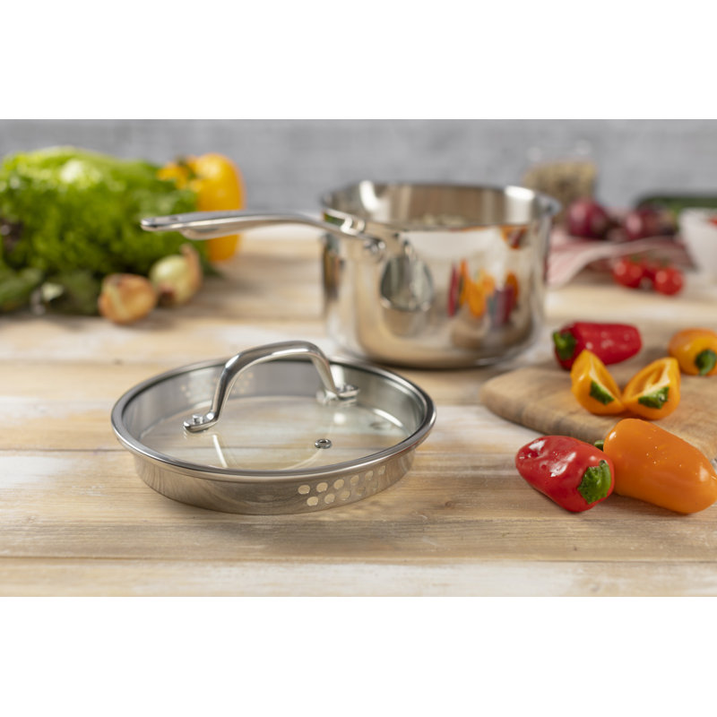 Kuhn Rikon Allround Plus Stainless Steel Induction Safe 3-Piece Saucepan Set with Draining Lids
