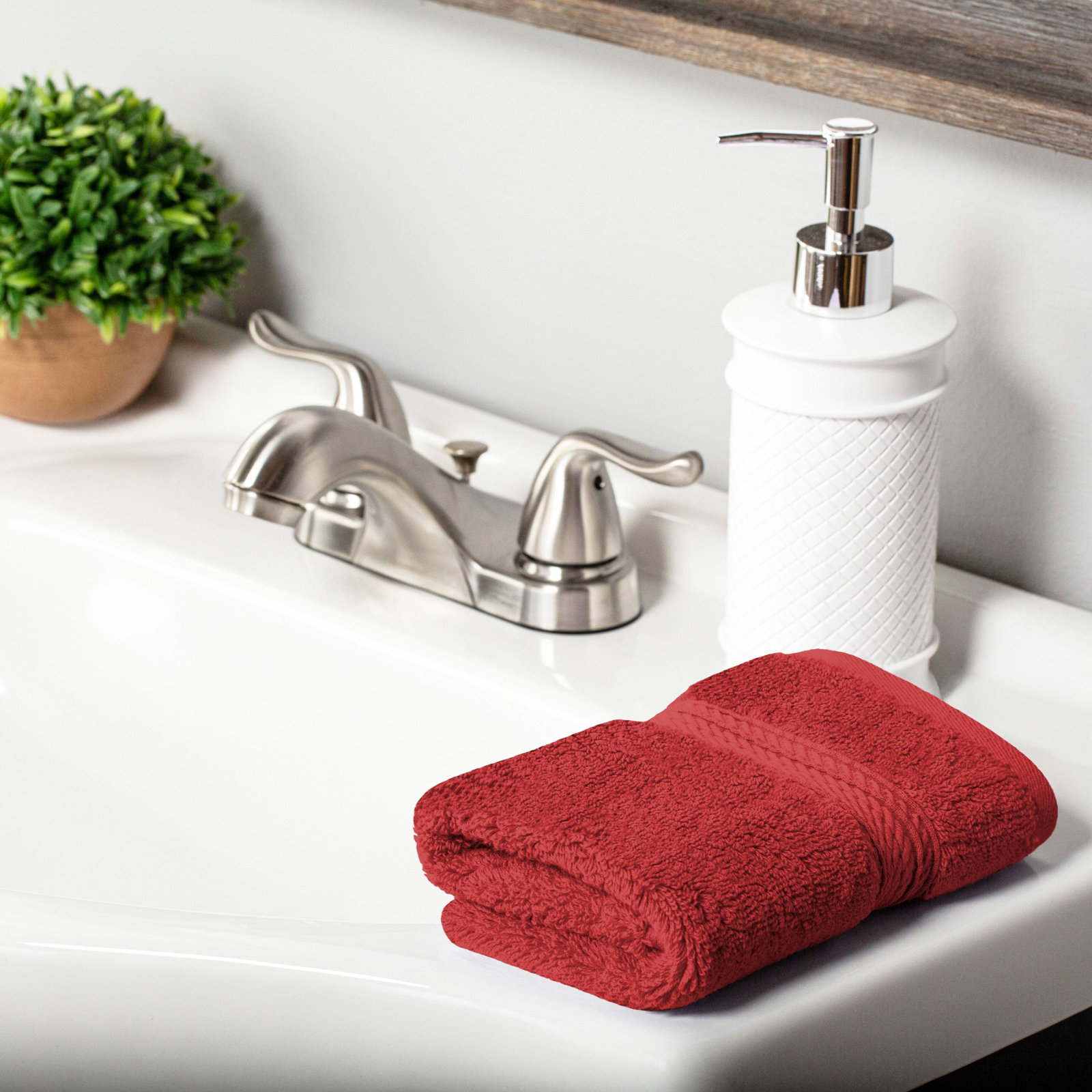 Egyptian Cotton Washcloth Set, Red, Washcloth - 6 Pack