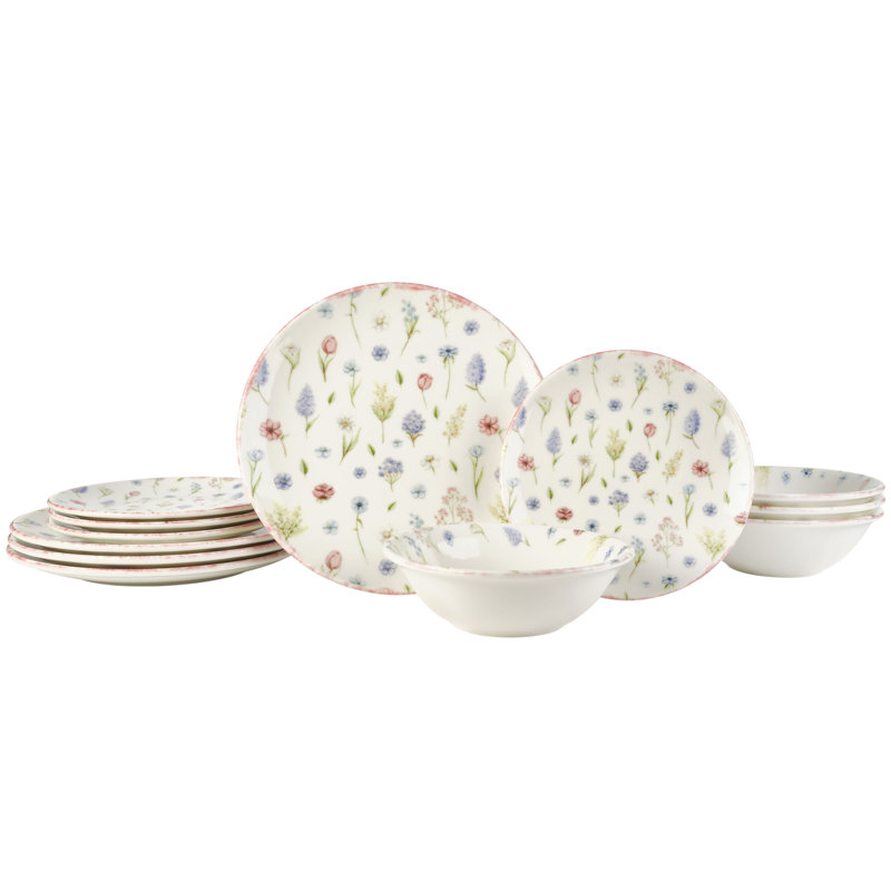Service de table 12 pièces Pfaltzgraff Wild Blooms, service pour 4