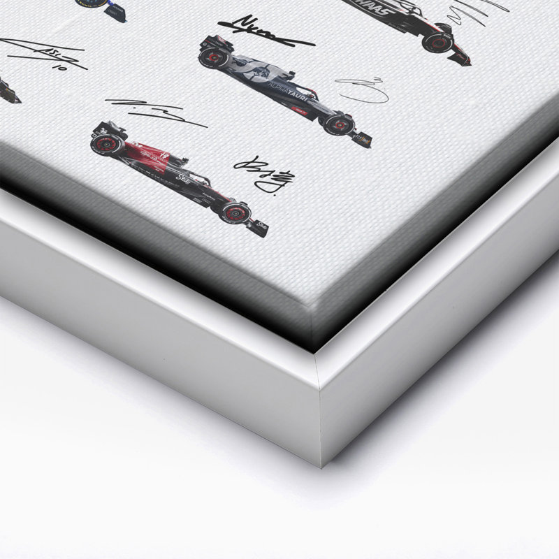 2023 équipes de course automobile, Canevas, White Framed, H 11 po x l 14 po