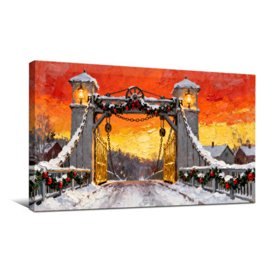 Décoration de Noël pont de coucher de soleil hiver