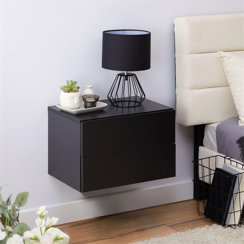 Haidar 42 cm W Bedside Table, Black