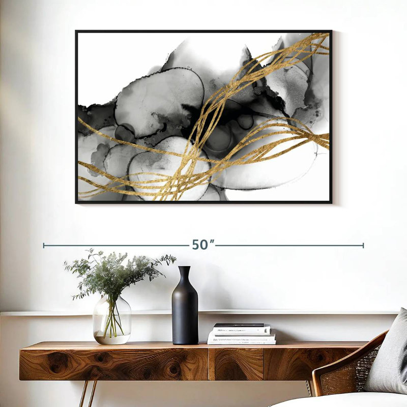 Matrice ondulée II, Cadre flottant noir, 40 po x 27 po