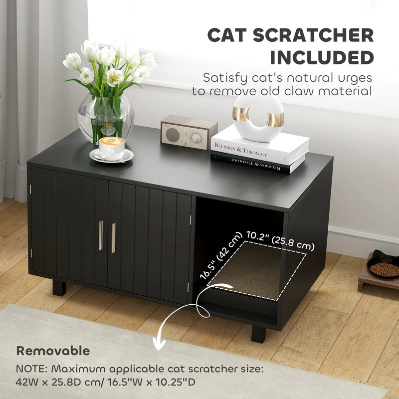 Table de bout pour chat avec lit à griffes, noir
