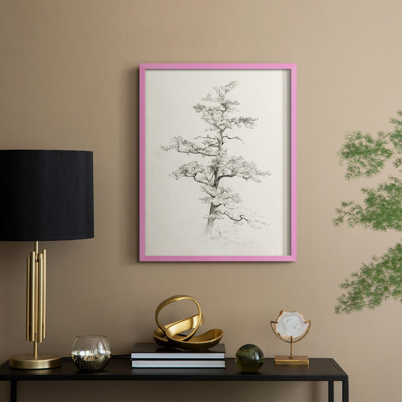 Reproduction encadrée rétro XC - bois massif, H 11 po x l 9 po, Rose