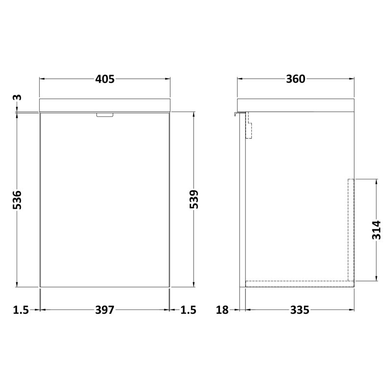 Fusion 405 mm Single Vanity with Integrated Basin, Gloss White