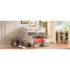 Lit simple superposé au-dessus de grand lit simple, blanc - lit de chambre à coucher avec design créatif en bois massif-2139693421