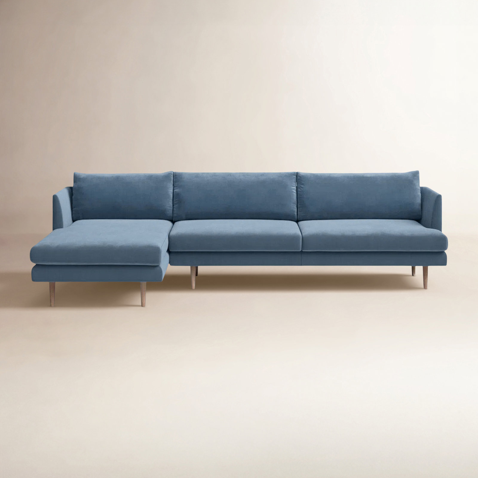 Miller 2 - Piece Upholstered Chaise Sectional, Left Hand Facing, Blue Polyester Blend