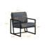 Chaise avec accoudoirs en cuir de polyuréthane moderne avec dossier en métal rembourré très épais et coussin de siège, pour salon, chambre à coucher, bureau, studio, gris