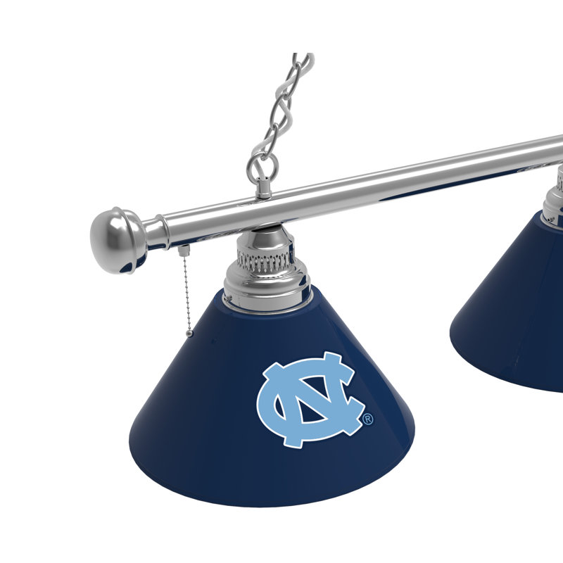 3 - Light Pool Table Lights Pendant, Chrome, North Carolina Tar Heels