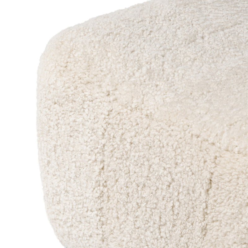 Oslo Ottoman, Beige Shearling, Worn Oak