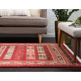 Frederica Geometric Deep Red Area Rug