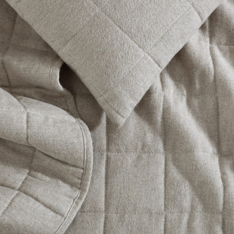 Calvin Klein Melange Flannel Cotton Solid 2 Piece Standard Sham Set, Natural