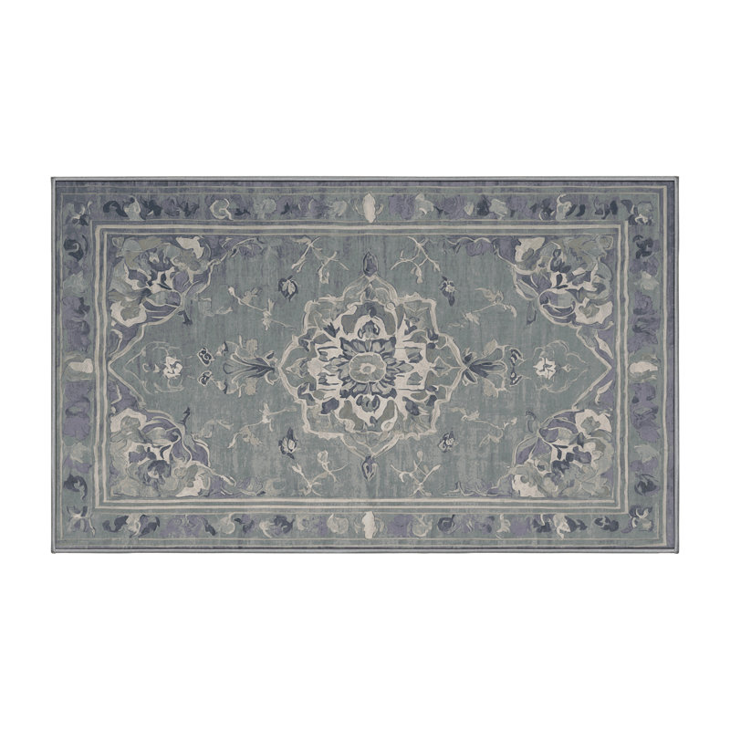 Machine Washable Gray Area Rug, Runner 2' x 5'