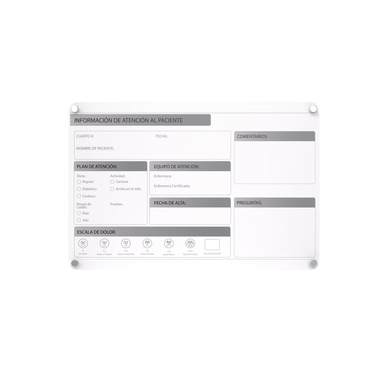Ghent Graphics Slide Changeable Patient Board, 18" x 24", Patient Room Horizontal
