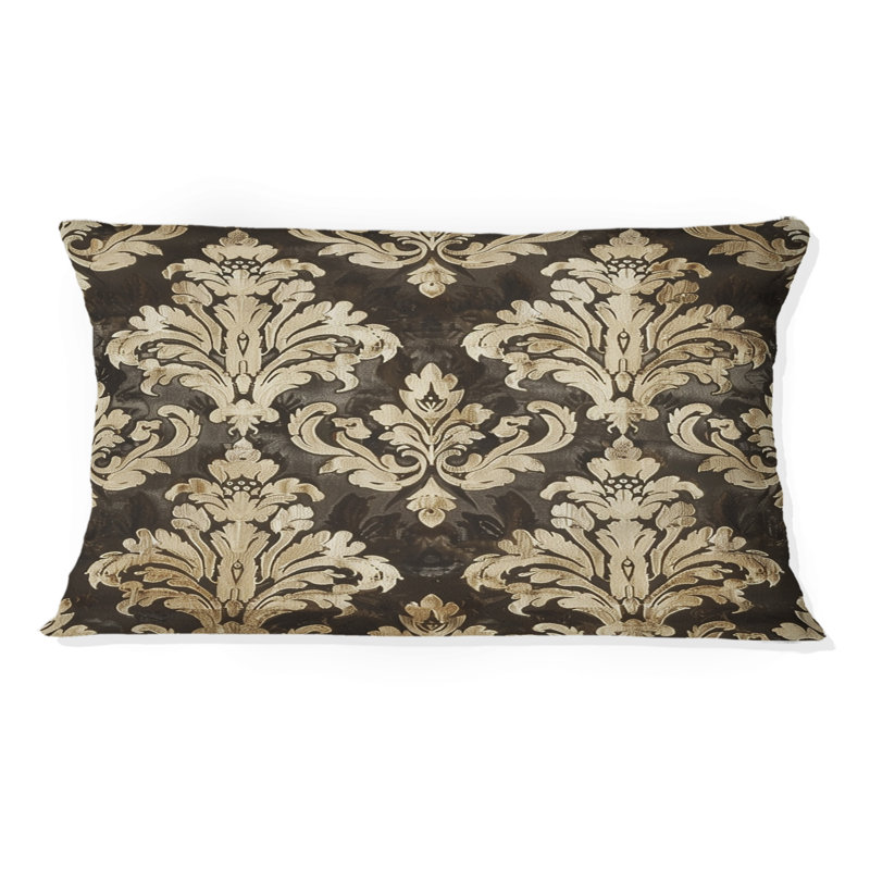 Coussin brun brun beige damassé Glamour II - transitionnel