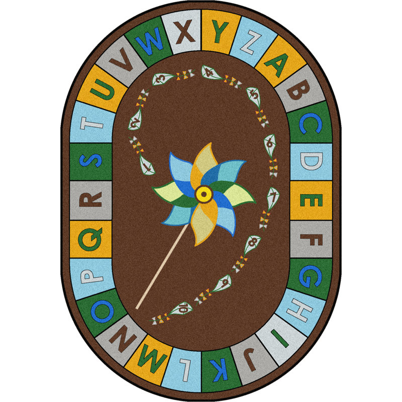 Tapis éducatif Pinwheel, Ovale 5 pi 4 po x 7 pi 8 po