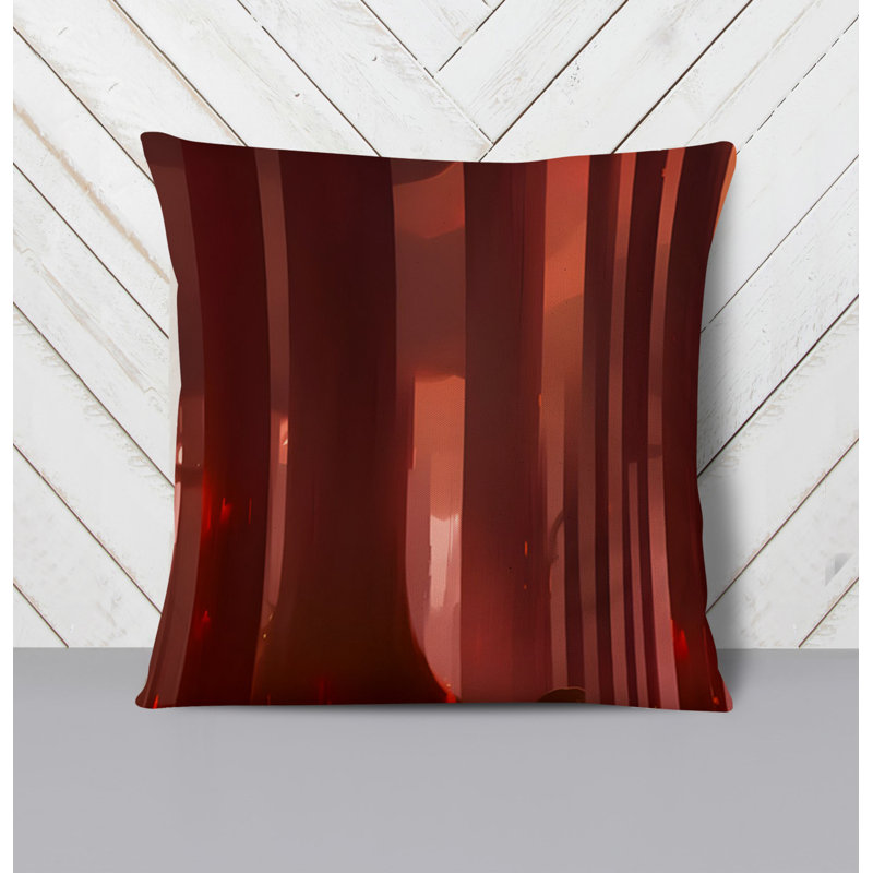 Throw Pillow With Insert, 16"H x 16"W, Red Striped/Abstract 4